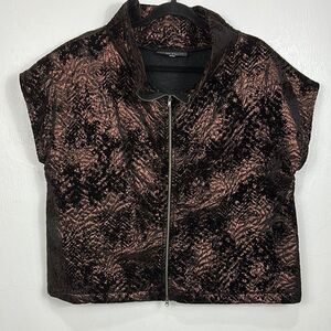 Bryn Walker Brown And Black Velvet Textured Zip-Up Jacket Size M